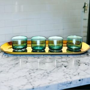 Luxe Brass Finish Hammered Oval Tray